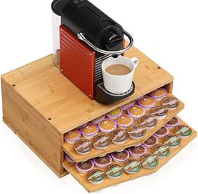 img 4 attached to ☕ Fengexl Coffee Pod Holder – 70 Cup Capacity K Pod Storage Organizer, 2-Tier Bamboo Drawer for Countertop, Coffee Maker Accessories