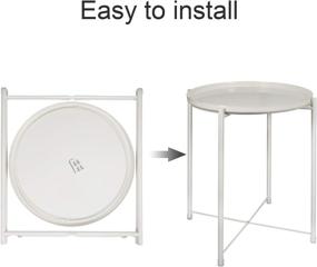 img 1 attached to 🪑 Tray Metal End Table: Foldable, Anti-Rust & Waterproof. Easy Assembly & Cleaning! Adjustable Coffee Table for Living Room Bedroom Home Storage