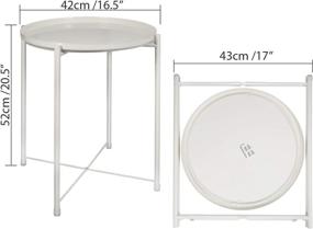 img 2 attached to 🪑 Tray Metal End Table: Foldable, Anti-Rust & Waterproof. Easy Assembly & Cleaning! Adjustable Coffee Table for Living Room Bedroom Home Storage