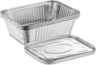 🍽️ 50 pack - 5 lb. combo: propack aluminum foil meal prep cookware oblong pans with foil lids. suitable for oven, toaster, grill, cooking, roasting, broiling, baking, events, take out, restaurants logo