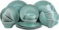 stylish elegance: elama malibu 16 piece dinnerware set in stunning turquoise logo