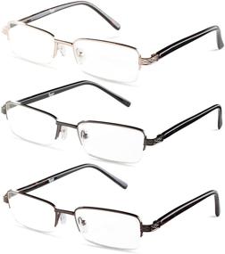 img 4 attached to 👓 Enhance Your Vision with the Specs Mens Half Rimmed Reading Glasses - Value Pack | All Magnification Strengths included