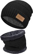 stay warm and stylish with the 2-piece beanie hat scarf set for men and women logo