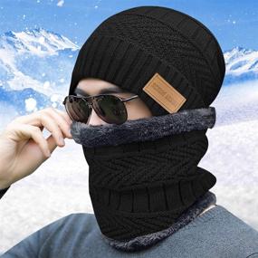 img 3 attached to Stay Warm and Stylish with the 2-Piece Beanie Hat Scarf Set for Men and Women