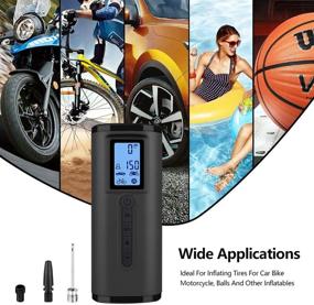 img 3 attached to 🔧 Lamgool 150 PSI Tire Inflator Portable Air Compressor: Rechargeable Airmoto Pump for Car Bike Motorcycle Balls - Digital Gauge & LED Light Included!