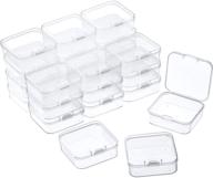 📦 premium 24-pack clear plastic beads storage containers with hinged lid - ideal for organizing small items, crafts, jewelry, hardware - compact size (2.12 x 2.12 x 0.79 inches) logo