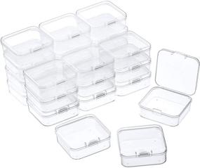 img 4 attached to 📦 Premium 24-Pack Clear Plastic Beads Storage Containers with Hinged Lid - Ideal for Organizing Small Items, Crafts, Jewelry, Hardware - Compact Size (2.12 x 2.12 x 0.79 Inches)