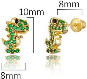 img 3 attached to Plated Dinosaur Zirconia Screwback Earrings