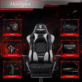 img 3 attached to 🎮 Ultimate Gaming Experience: HEALGEN Racing Style Gaming Chair with Footrest, High Back & Adjustable Ergonomics, Leather Video Game Chair with Lumbar Pillow & Headrest