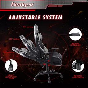 img 2 attached to 🎮 Ultimate Gaming Experience: HEALGEN Racing Style Gaming Chair with Footrest, High Back & Adjustable Ergonomics, Leather Video Game Chair with Lumbar Pillow & Headrest