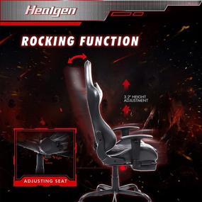 img 1 attached to 🎮 Ultimate Gaming Experience: HEALGEN Racing Style Gaming Chair with Footrest, High Back & Adjustable Ergonomics, Leather Video Game Chair with Lumbar Pillow & Headrest