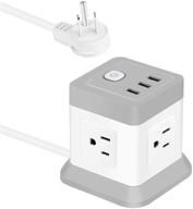 ⚡️ fdtek power strip with usb, flat plug extension cord - 4 outlets, 3 usb ports, 5 ft power cord desktop charging station, overload protection - compact, portable for travel, home, office, cruise ship logo