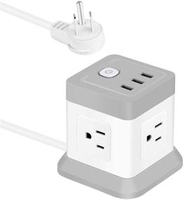 img 4 attached to ⚡️ FDTEK Power Strip with USB, Flat Plug Extension Cord - 4 Outlets, 3 USB Ports, 5 FT Power Cord Desktop Charging Station, Overload Protection - Compact, Portable for Travel, Home, Office, Cruise Ship