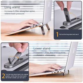 img 3 attached to Enhance Productivity with Nediea Laptop Stand for Desk - Ergonomic Cooling Stand and Keyboard Riser, Compatible with MacBook Air Pro, Dell, HP, Lenovo and More 10-15.6” Laptops (Gray)