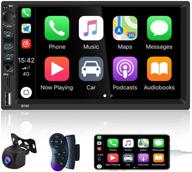 автомагнитола unitopsci: совместима с apple carplay и android auto, 7-дюймовый двойной din с bluetooth, сенсорным экраном mp5-плеером и входом для a/v, камера заднего вида, mirror link, swc. логотип