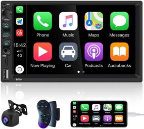 img 4 attached to Автомагнитола UNITOPSCI: совместима с Apple CarPlay и Android Auto, 7-дюймовый двойной DIN с Bluetooth, сенсорным экраном MP5-плеером и входом для A/V, камера заднего вида, Mirror Link, SWC.