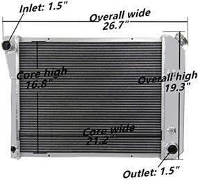 img 2 attached to 🔥 High-performance 56MM 3 Row Core Aluminum Radiator for 1969-1974 Nova Firebird, 1967-1981 Camaro, 1980-85 Impala, and More Buick GM Models