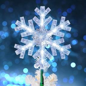 img 4 attached to 🎄 Dazzle Bright Snowflake Christmas Tree Topper with LED Lights - 9 Inch Ornament for Xmas Indoor Holiday Decorations