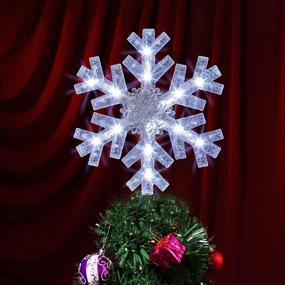 img 3 attached to 🎄 Dazzle Bright Snowflake Christmas Tree Topper with LED Lights - 9 Inch Ornament for Xmas Indoor Holiday Decorations