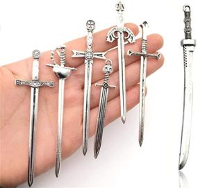 img 2 attached to 🗡️ YYaaloa 14pcs Sword Katana Charms Collection - Antique Silver Tone, Crafting Jewelry Findings