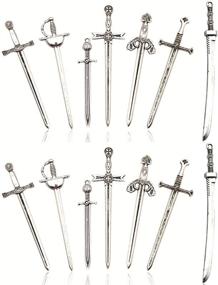 img 4 attached to 🗡️ YYaaloa 14pcs Sword Katana Charms Collection - Antique Silver Tone, Crafting Jewelry Findings