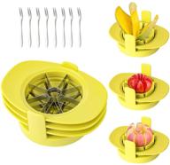 🍏 4-in-1 apple corer and divider, giptime mango slicer tomato cutter with base, kitchen fruit slicer and cutter with 8 forks for apple, mango, orange - perfect gift for mother and wife logo