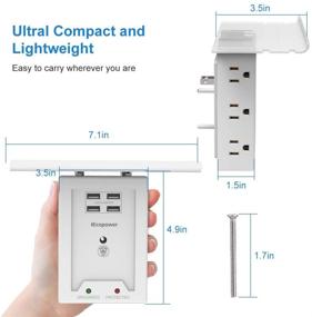 img 2 attached to IECOPOWER Surge Protector Wall Mount with USB Ports - Advanced 2100 Joules Power Strip with 6 Outlets, 4 USB Ports, and Night Light