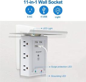 img 3 attached to IECOPOWER Surge Protector Wall Mount with USB Ports - Advanced 2100 Joules Power Strip with 6 Outlets, 4 USB Ports, and Night Light