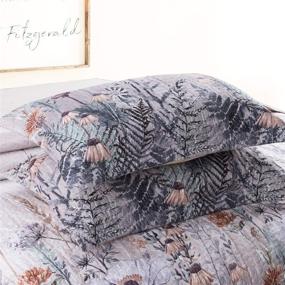 img 1 attached to 🌿 Honova King Quilt Set - Retro Leaf Flower Print Bedspread, Lightweight Soft Microfiber Quilted Coverlet 96"x106" with 2 Pillow Shams - All-Season