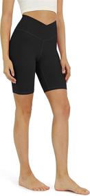 img 4 attached to ODODOS Women's Cross Waist Biker Shorts - Inner Pocket, Sports Athletic Workout Running Yoga Shorts-5"/8"/2.5" Inseam