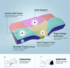 img 2 attached to 🌙 Ортопедическая подушка для сна на животе - память пены для облегчения боли в шее, без запаха контурная подушка для бокового, спинного и желудочного сна