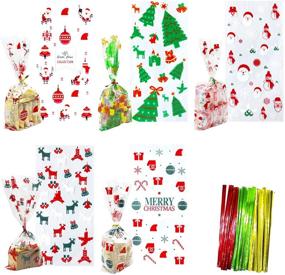 img 4 attached to 🎅 Christmas Cellophane Bags: 150 Treat Bags & Twist Ties for Cookie Candy & Party Supplies