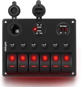 img 4 attached to 🚗 Nilight 6 Gang ON Off Rocker Switch Panel with Red Backlit, 12V 24V LED Digital Voltmeter, Dual USB Charger, Cigarette Lighter Socket, Overload Protection - Perfect for Cars, RVs, Boats (90122F)