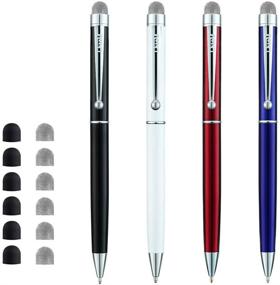 img 4 attached to Ручка-стилус ChaoQ, набор из 4 гибридных мешковых ручек-стилусов и шариковых перьев для сенсорных устройств с 6 дополнительными мешковыми кончиками и 6 резиновыми кончиками - черная, белая, красная, синяя