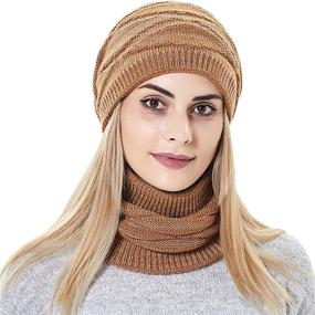 img 2 attached to 🧣 Winter Warm Knit Women's Slouchy Beanie and Scarf Set with Cozy Fleece Lining for Girls, Perfect for Skiing