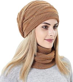 img 3 attached to 🧣 Winter Warm Knit Women's Slouchy Beanie and Scarf Set with Cozy Fleece Lining for Girls, Perfect for Skiing