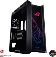 🖥️ asus rog strix helios gx601 rgb mid-tower computer case - usb 3.1, eatx support, smoked tempered glass, brushed aluminum, steel construction, 4 fans logo