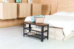 img 3 attached to 👟 KOVOME Accent Industrial Shoe Storage Bench: Stylish Wood Shoe Rack for Entryway and Living Room