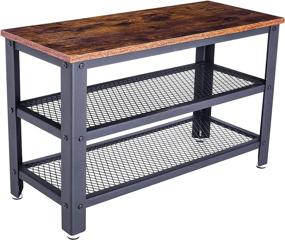 img 4 attached to 👟 KOVOME Accent Industrial Shoe Storage Bench: Stylish Wood Shoe Rack for Entryway and Living Room