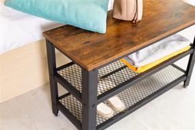 img 2 attached to 👟 KOVOME Accent Industrial Shoe Storage Bench: Stylish Wood Shoe Rack for Entryway and Living Room