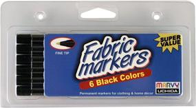 img 1 attached to Uchida Marvy Fine Tip Black Color Fabric Marker Set - Art Supplies for Enhanced SEO
