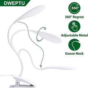 img 2 attached to 💡 DWEPTU LED Desk Lamp - Eye-Caring Clamp Light with USB Port & 360°Flexible Gooseneck Bed Night Light