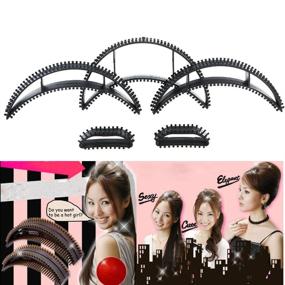 img 1 attached to 💁 FRCOLOR 5PCS Больших вставок для придания объема волосам Happie Hair Bumpits - Великолепный приподнятый объем и красота волос (черные)