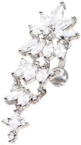 img 3 attached to 💎 Sparkling Multigem Crystal Cluster Reverse Top-Down Belly Button Ring: Flaunt Your Unique Style!