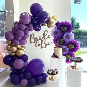 img 2 attached to 15pcs Purple Gold Balloons - Ideal for Women's Birthday Party, Wedding, Graduation Decorations in Purple and Rose Gold