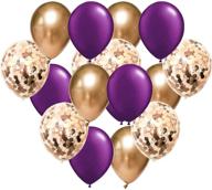 15pcs purple gold balloons - ideal for women's birthday party, wedding, graduation decorations in purple and rose gold логотип