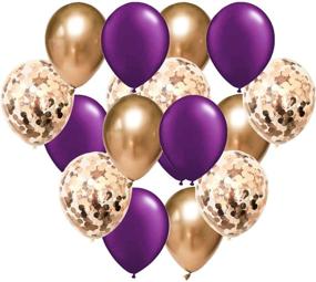 img 4 attached to 15pcs Purple Gold Balloons - Ideal for Women's Birthday Party, Wedding, Graduation Decorations in Purple and Rose Gold