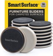 🛋️ protect your carpeted floors with 16 pack of smart surface furniture sliders - 3.5" round - 8295 coasters for heavy furniture logo