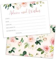 versatile set of 50 advice and wishes cards - elegant double sided floral cards, ideal for bride and groom, baby shower, bridal shower, wedding shower, graduation party, retirement party, anniversary celebrations logo