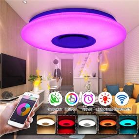 img 3 attached to 🎵 Enhanced LED Music Ceiling Light with Bluetooth Speaker, Stunning Sound Quality, RGB Color Changing, and Remote Control - Perfect for Family Parties & Home Entertainment